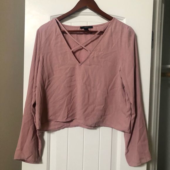 Forever 21 Tops - Forever 21 | pink crop top Long Sleeve shirt - L